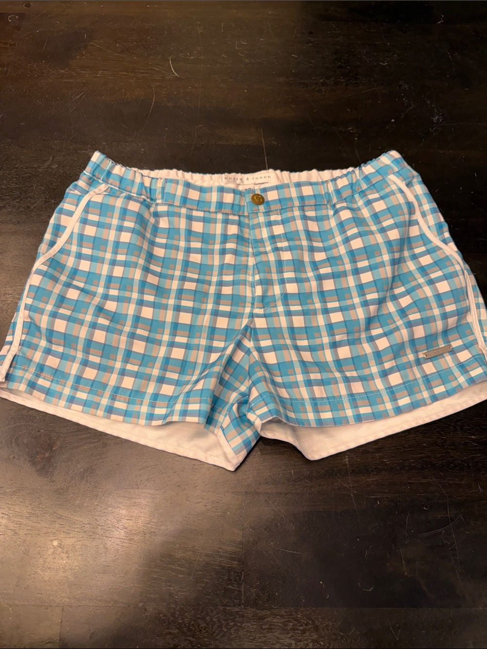 Men’s Parke & Ronen Blue & White Plaid Lounge Shorts - 30